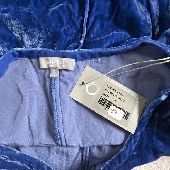 Habitat Womens Cobalt Blue Crushed Velvet Long-Sleeve Top XL Relaxed New $89 - Picture 3 of 8